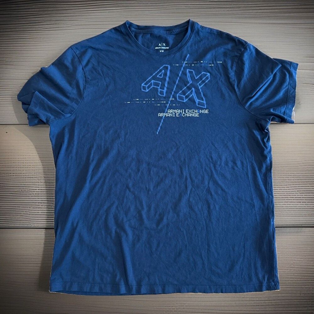Armani Exchange Graphic Design Tshirt Size XXL Navy Blue Good Used Condition